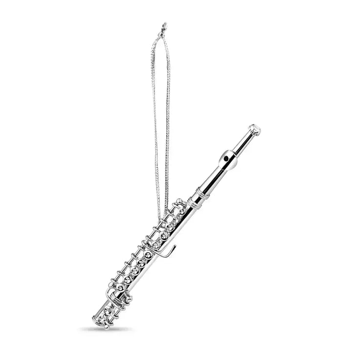 3" Silver Brass Flute Ornament