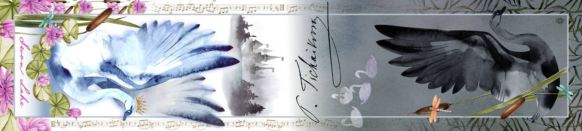Swan Lake Oblong Silk Scarf Ballet Music Tchaikovsky