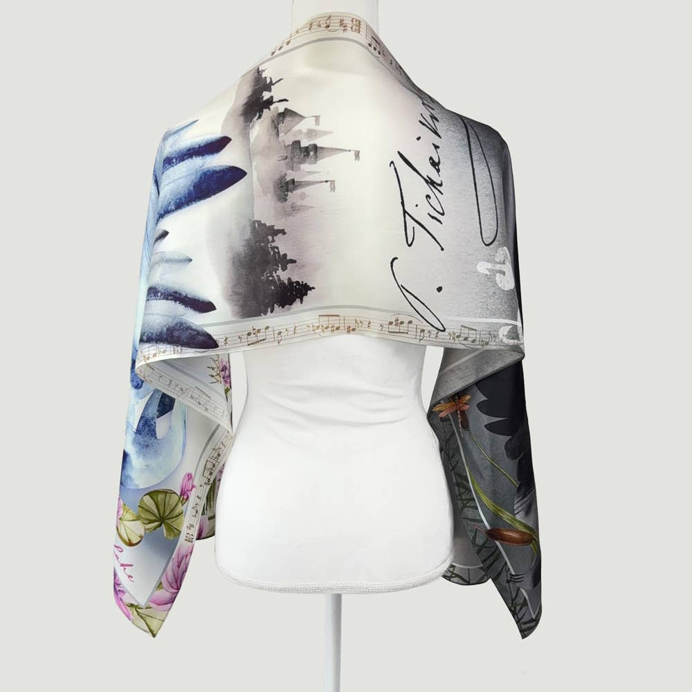 Swan Lake Oblong Silk Scarf Ballet Music Tchaikovsky