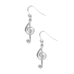 Treble Clef Earrings - Silver Plated